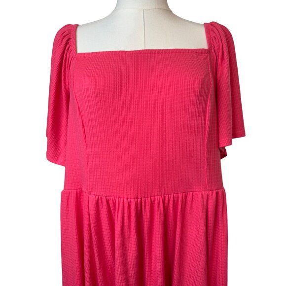 Torrid 3X NWT Rouge Red Dress Textured Knit Flutter Back Tie Dress - Picture 5 of 14